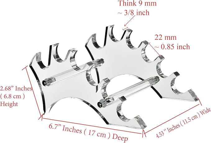 AMT Acrylic Pen Holder, CLEAR Makeup Display, Thick and Sturdy, Organizer Holder for Makeup Brush Fountain Pen, E-Cigarette, Vapor Display Case. (7- slots)