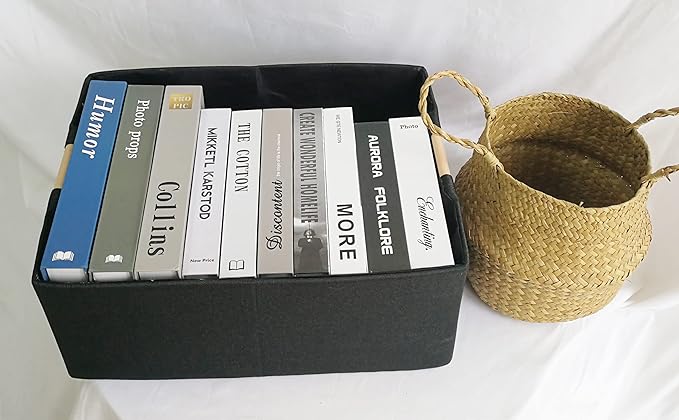 Storage Bin for Shelves Rectangle Closet Baskets Foldable Box with Handles Black Storage Boxes for Home Office Car Dormroom