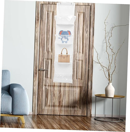 BESTYASH 2Pcs Over Door Storage Bag Organizer Non Woven Cloth Hanging Holder with Multiple Compartments for Bags and Shoes Decor White Grey Combination