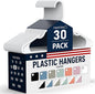 Plastic Hangers 30 Pack – Made in The USA – 6lb Capacity Standard Clothes Hangers with Notches and Reinforced Edges for Dresses, Lingerie, Shirts, Pants, and Jackets – White