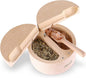 Wooden Divided Salt Cellar With Lid And Spoon,Salt Box With 2 Compartment,Salt container with Magnetic Swivel lid, Beech Wood