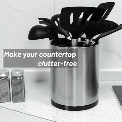Kitchen Utensil Holder for Countertop 360° Rotating Utensil Caddy Extra Large Utensil Crock Cooking Utensil Holder for Kitchen Counter