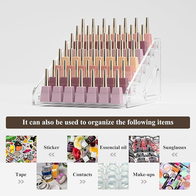 Acrylic Nail Polish Organizer Rack, 7 Tier Holder Stand for Nail Polish Holder Sunglasses Organizer Essential Oils Holder Clear Eyeglasses Display Case Makeup Organizer（Transparent）