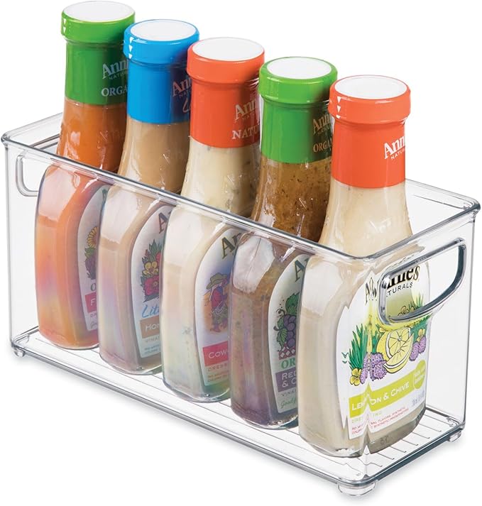 iDesign Slim Clear Plastic Stackable Storage Bin, Tall Narrow Organizer for Kitchen or Pantry