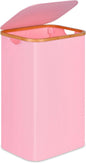 100L Laundry Hamper with Lid, Lagre Basket with Bamboo Handles,Foldable Clothes Hamper Tall Dirty Laundry Basket for Clothes Toys Towels Organizing,Pink