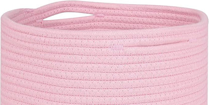 voten Storage Cubes Baskets Bins Organizer 11x11x11'' Fit 12x12''Cube Storage Organizer Bookcases Shelf,Durable Woven Cotton Storage Basket for Organizing,Round 3Pack Pink