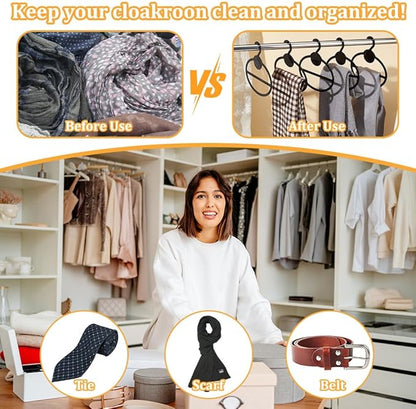 AHANDMAKER 10 Pcs Black Plastic Oval Scarf Hanger, Space Saving Scarf Holder, Tie, Belt, Headband Organizer, 5.35 Inch