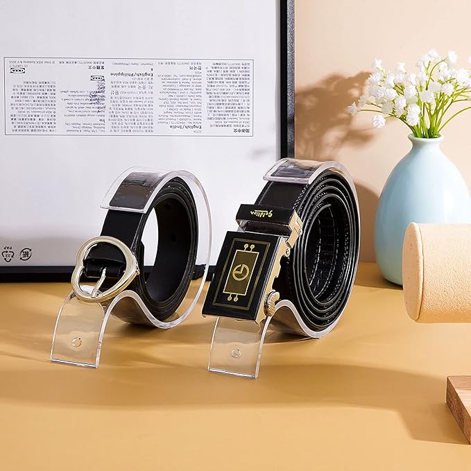 Acrylic Belt Display Stand Acrylic Belt Holder Clear Belt Organizer Belt Display Case Space Saver Case for Men and Women Belt, Store Display or Home Use (10 Pieces)