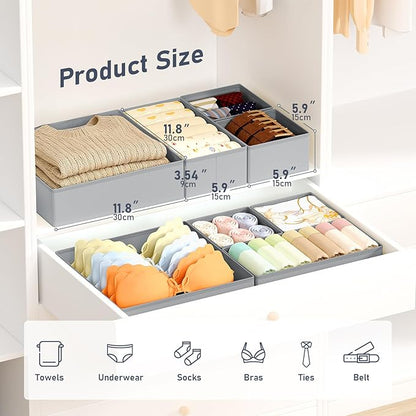 DIMJ Drawer Organizer Clothes Storage - 26 Pack Baby Dresser Organizer for Nursery, Foldable Closet Drawer Organizer Bins for Bedroom Organization, Fabric Storage Dividers for Socks, Underwears, Bras