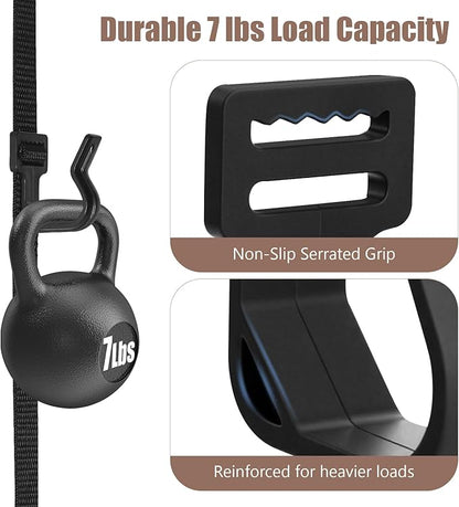 Over The Door Baseball Cap and Bag Organizer – Anti-Drop S Hooks, Heavy Duty Storage for Backpacks, Hats & Accessories, Adjustable 2×7 ft Straps (Holds 12–36 Caps)