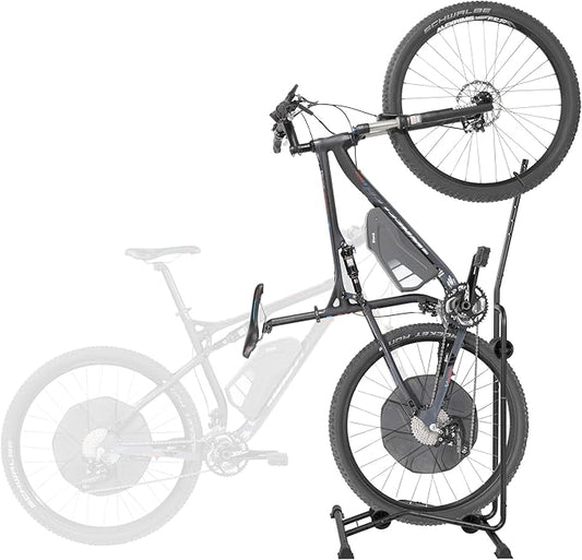 CyclingDeal Upright Bike Stand - Premium Quality Vertical & Horizontal Adjustable Bicycle Floor Parking Rack - for Storing MTB Road Bikes - up to 29” Wheel Size - for E Bike - 1 Bike