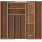 TIOPGHAD Bamboo-Silverware-Drawer-Organizer-Kitchen, Expandable Utensil Holder Cutlery Tray Flatware Organization Adjustable Wood Tableware Dividers Storage (with Removable Knife Block)(Brown)