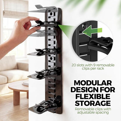 2 Pack Hat Organizer for Baseball Caps, Each Holds 18 Hats (36 Total), Customizable Wall Hat Rack, Adhesive or Screw-in Installation, Space-Saving Cap Holder for Closet & Door,Black