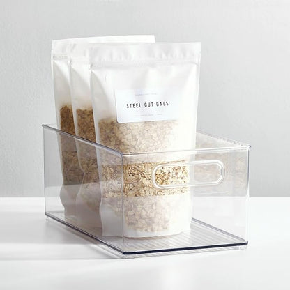 mDesign Deep Plastic Kitchen Storage Organizer Container Bin for Pantry, Cabinet, Cupboard, Shelves, Fridge, or Freezer - Holds Dry Goods, Sauces, Condiments, Drinks, 2 Pack, Clear