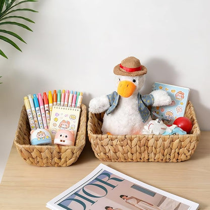 Small Wicker Baskets for Organizing 2 Pack, Hand Woven Baskets for Storage, Towels and Toilet Paper Organization, Woven Gift Basket,Countertop Baskets Set for Organizing