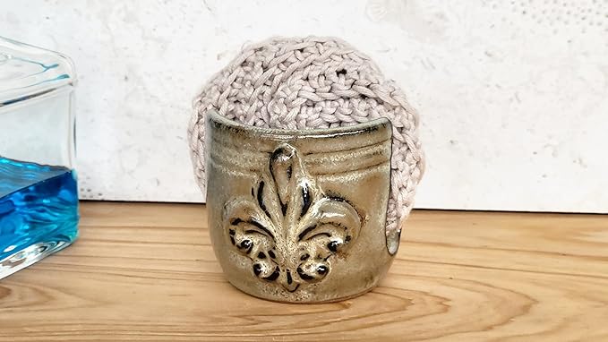 Fleur De Lis Sponge Holder for Sink White French Country Farmhouse Decor Compact Handmade Drain Rack (Bronze/Brown)