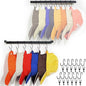 Hat Organizer Closet Organization Wall: 17 Inch Hat Holder with 12 Adjustable Stainless Steel Clips - Baseball Caps Organizer Fits All Caps - Tie Belt Hanger for Closet Storage Solution - 1 Pack