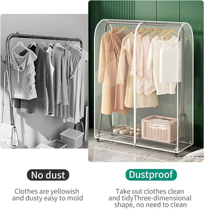 Clear Garment Rack Cover with Zipper Clothes Hanging Rack Cover Dustproof Waterproof Clothing Storage Protector (47.2x20x60 inch)