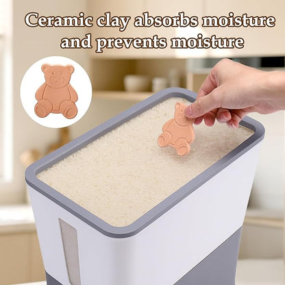 Juome 20-25 Lbs Rice Dispenser with Moisture Absorbing Clay - Large Rice Storage Container with Measuring Cup, Sealed Food Storage Containers with Lids, Rice Holder for Kitchen Pantry Household
