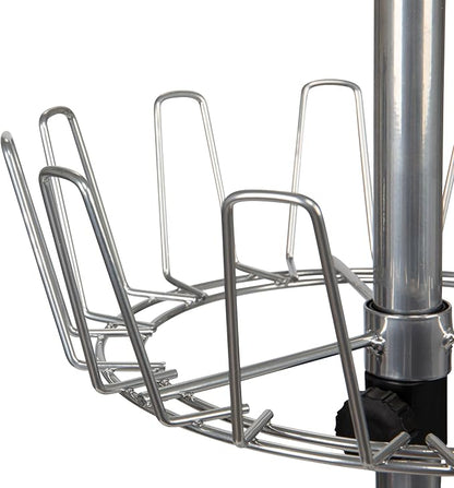 Household Essentials 4-Tier Revolving Shoe Tree, Heavy-Duty Steel with Stabilized Base, Holds 24 Pairs of Shoes, Great for Most Styles, Chromelike Finish