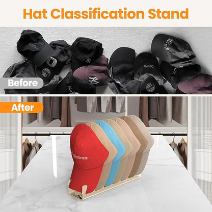 Nicetree Hat Organizer for Baseball Caps, 2 Pcs No Install Acrylic Hat Racks for 14 Baseball Caps Storage, Hat Stand for Caps Display and Organizer for Dresser, Bedroom, Closet, Office
