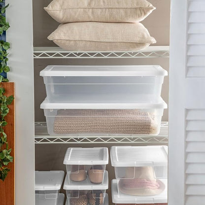 Sterilite Storage Box, Stackable Plastic Container Home Organizer, 28 Qt(20 Pack)