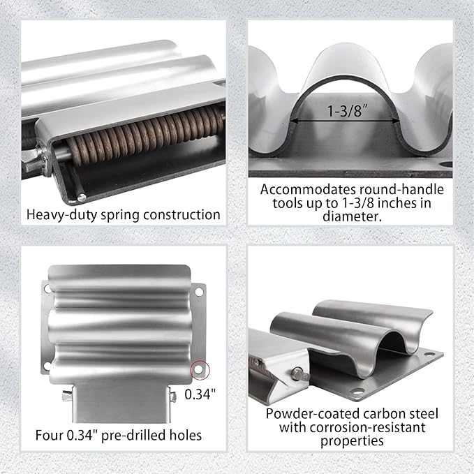Shovel Holder, Spring Loaded Stainless for Dump Truck/Trailer,for Shovels, Rakes,Snow Shovels,Hoes, Heavy Duty # SH675SS