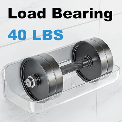 Adhesive Shower Caddy, 2 Pack Acrylic Bathroom Shelves, No Drill Wall Mount Organizer Storage Shelf