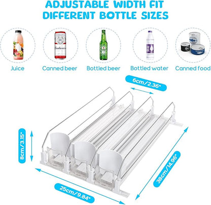 Longzhuo Drink Organizer for Fridge,Automatic Smooth Pusher Glide Fridge Organizer, Soda Dispenser with Width Adjustable, Beverage Organizer for Freezers, Supermarkets, Retail Stores