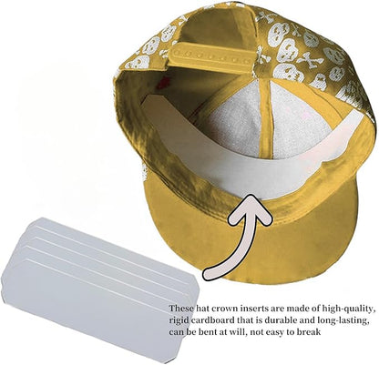 25 Pcs Baseball Caps Inserts Shapers, 5 Design Cardboard Hat Support Brim Holder Universal Cap Inner Liner,White