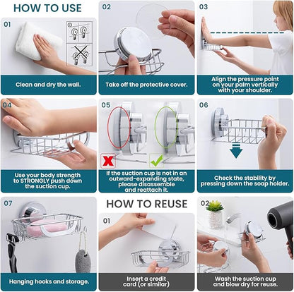 TAILI Soap Holder Soap Dish for Shower, Suction Cup Soap Holder for Shower Wall, Bathroom Accessories, Removable Strong Hold Soap Saver, Drill Free