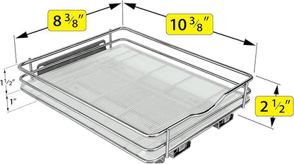 LYNK PROFESSIONAL® Pull Out Spice Organization for Cabinets - 8-3/8 inch Wide – Spice Rack for Inside Cabinets, Slide Out Spice Rack Organizer for cabinet – Pull Out Spice Rack, Sliding 1 Tier Chrome