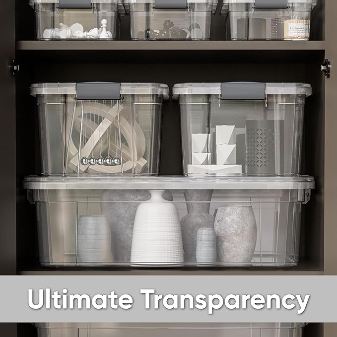 Superio 2.3 Qt Clear Plastic Storage Bin with Lid, Non-Toxic, BPA Free, Odor Free, Organizer Storage Box, Stackable Plastic Tote for Home, Garage, School, and Office, X-Small