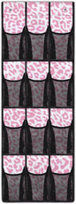 12-Pocket Waterproof Door Hanging Storage Bag Oxford Fabric Foldable and Designed for Bathroom Closet or Bedroom Organization, Pink Leopard Print