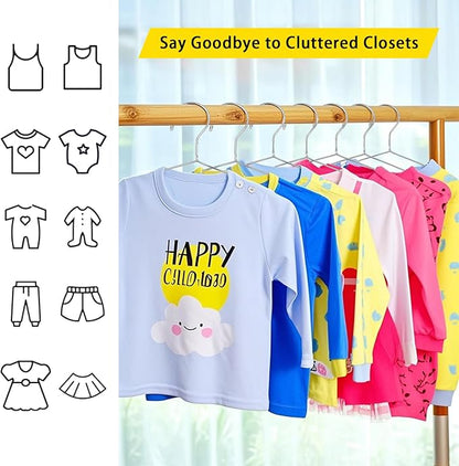 Jeffbaubl 50 Pack Metal Clothes Hangers, 12.5in/32cm Wire Hangers, Stainless Steel Hanger Non-Slip, Heavy Duty Closet Hanger Ultra Thin Space Saving for Hanging Coats Shirts T-Shirt