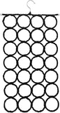 Super Z Outlet Foldable 28 Ring Hole Slots Space Saving Clothing Closet Hanger Scarf, Ties, Belts, Socks Organizer for Home Bedroom, Bathroom, Living Room (Black)