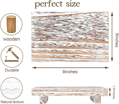 zoocatia Small Wood Tray Pedestal Stand Farmhouse Bathroom Decor Decorative Wooden Riser Kitchen Soap Dish Holder for Vanity, Counter, Sink, 9" x 5.9" - Retro White
