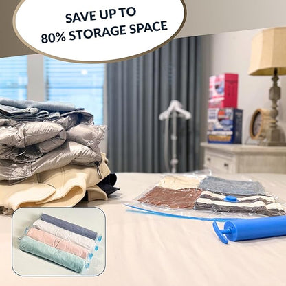 35 Pack Vacuum Storage Bags with Hand Pump, Compression Space Saver for Comforter, Bedding, Blanket Storage, Vacuum Seal Bags for Clothing, Travel Luggage Suitcase and Closet Organizer
