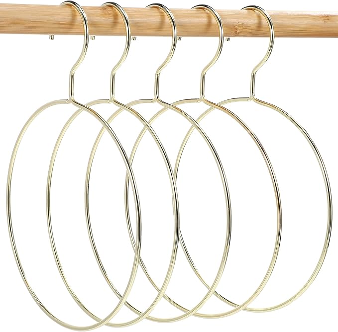STOBAZA 5-Pack Scarf Organizer Hangers for Closet – Metal Non-Slip Scarf Holder, Space-Saving Belt & Tie Hanger for Neckties, Shawls Scarves, Veils, Pashminas Display, Tank Tops, Accessories
