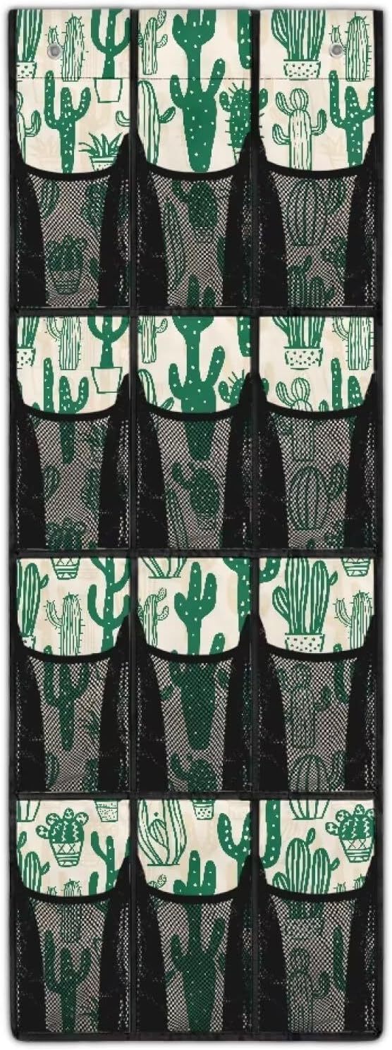 Cactus Hanging Storage Bags,Shoe Organizer Door Hanger,Space Saver Hanging Shoe Storage Hanging Bag,Unique Print