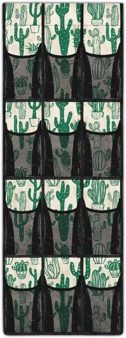 Cactus Hanging Storage Bags,Shoe Organizer Door Hanger,Space Saver Hanging Shoe Storage Hanging Bag,Unique Print