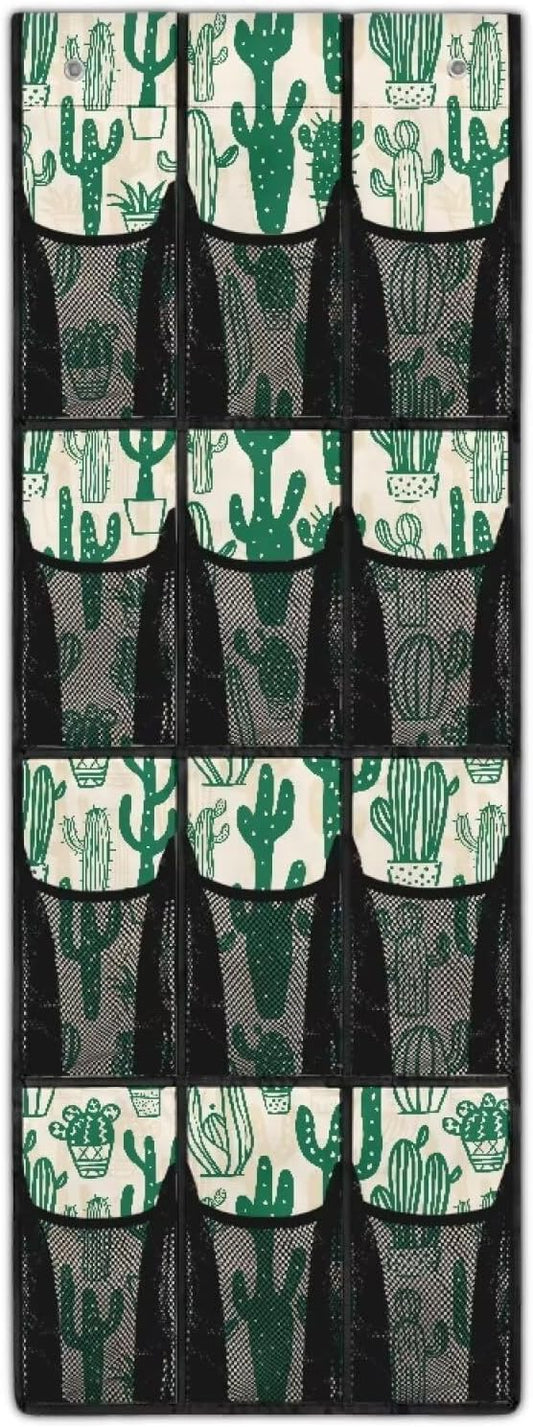 Cactus Hanging Storage Bags,Shoe Organizer Door Hanger,Space Saver Hanging Shoe Storage Hanging Bag,Unique Print