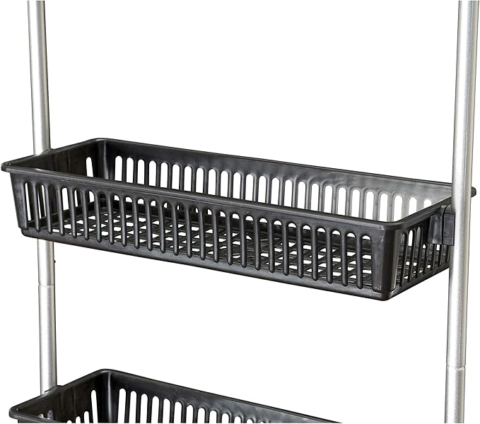 Household Essentials Black Iron & Plastic Overdoor Organizer with Six Baskets