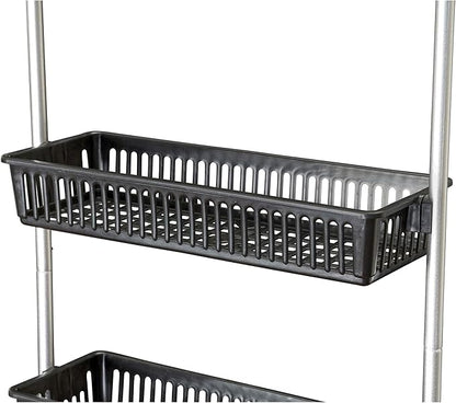 Household Essentials Black Iron & Plastic Overdoor Organizer with Six Baskets