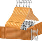 Quality Wooden Skirt Hangers with Clips 80-Pack Natural Pants Hangers with Adjustable Chrome Metal Clips, Swivel Hook, Coat, Jacket, Blouse Suit Hangers (Natural, 80)