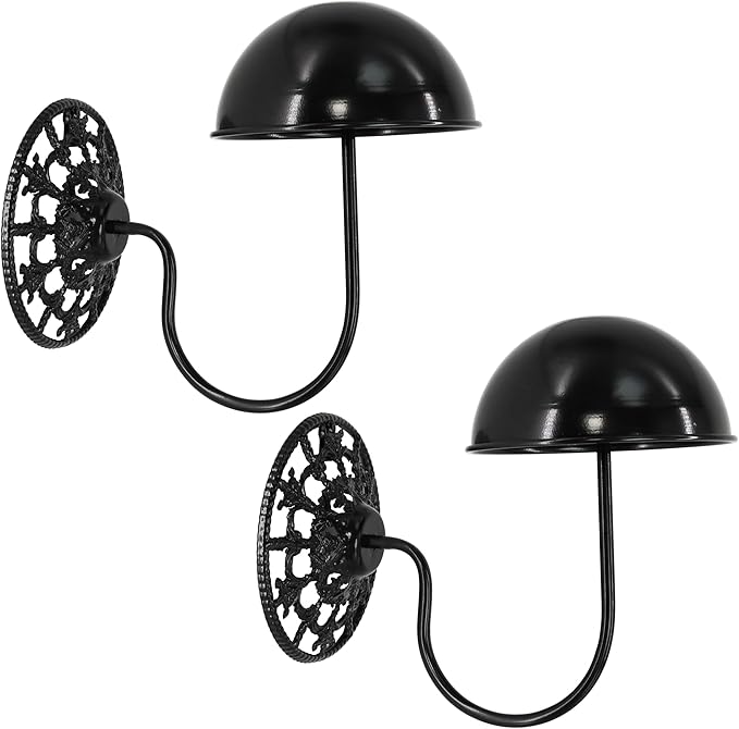 Owlgift Vintage Wall Mount Hat & Coat Rack – Set of 2 – Rustic Black Decorative Iron Holder for Hats, Scarves, Helmets & Wigs – Retro Entryway Wall Organizer for Home, Store, Restaurant or Hotel Use