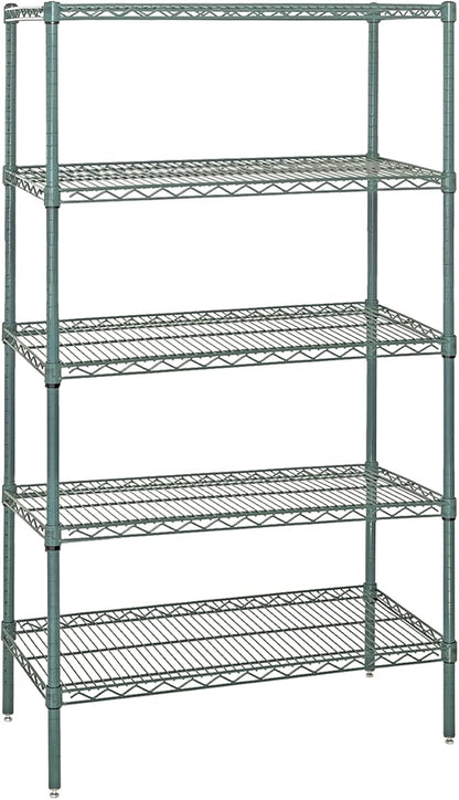 Quantum Storage Systems WR86-3048P-5 Starter Kit Wire Shelves Green Epoxy 5 Shelves 86" H x 48" W x 30" D