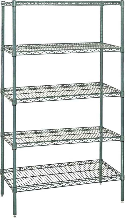 Quantum Storage Systems WR86-3048P-5 Starter Kit Wire Shelves Green Epoxy 5 Shelves 86" H x 48" W x 30" D