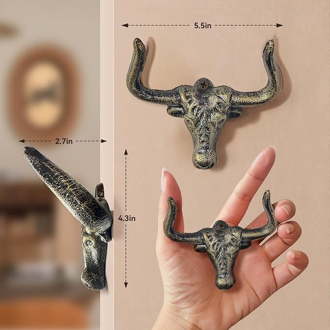 Cowboy Hat Rack Wall Mount 2PC Cowboy Hat Holder Hooks Western Hat Rack Metal Cowboy Hat Hooks Rustic Western Decor Hat Hanger