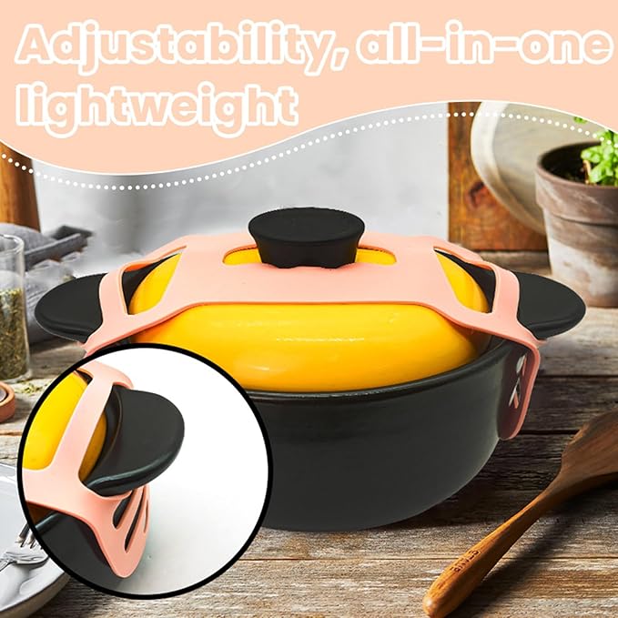 Silicone Pot Lid Strap for Storage Secure Lids and Prevent Food Spills Adjustable Lid Holder for Pots Pans Ideal for Organized Kitchen Organization Cabinet Drawer Storage black